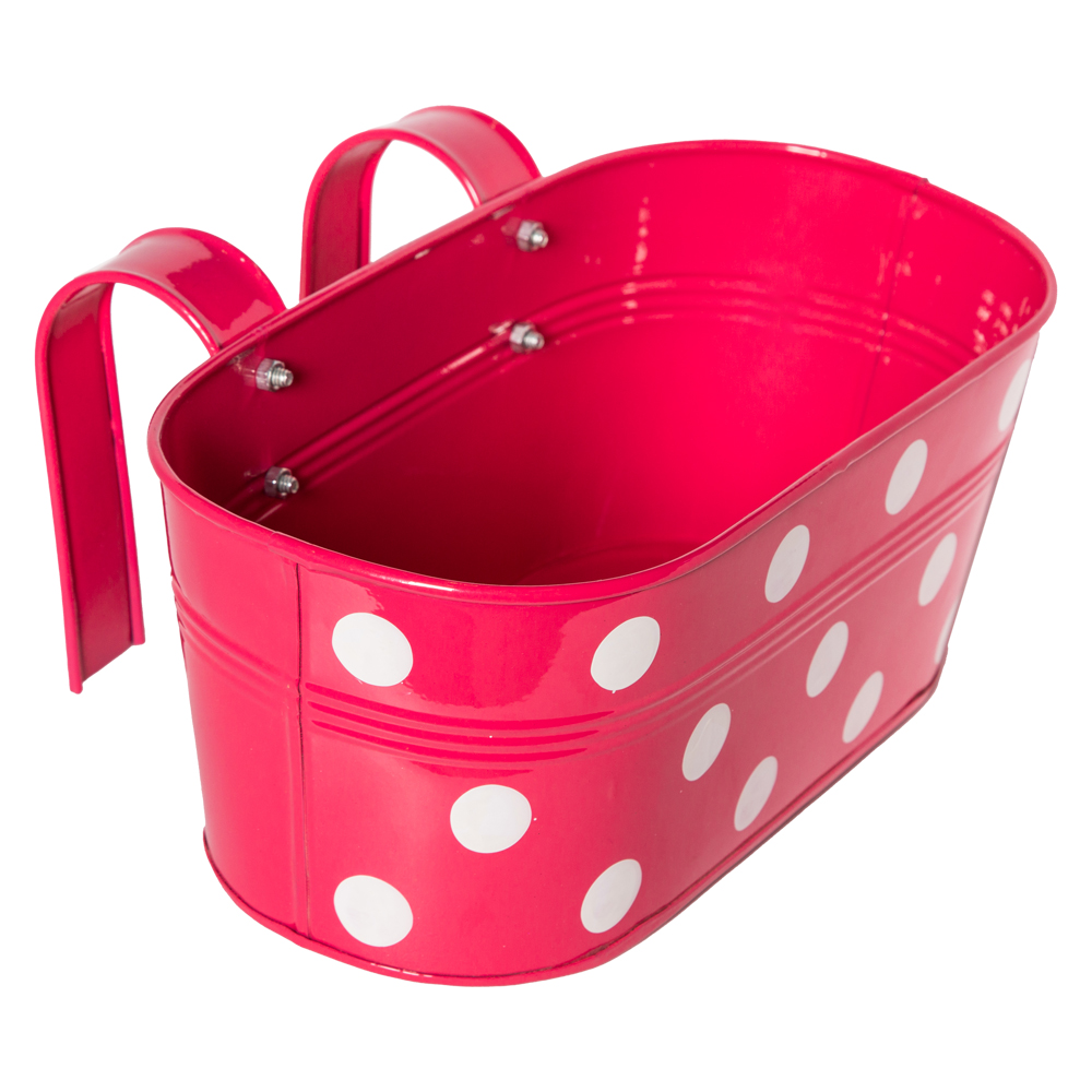 Dotted Railing  Multi Colour Oval Planter,Pink 1