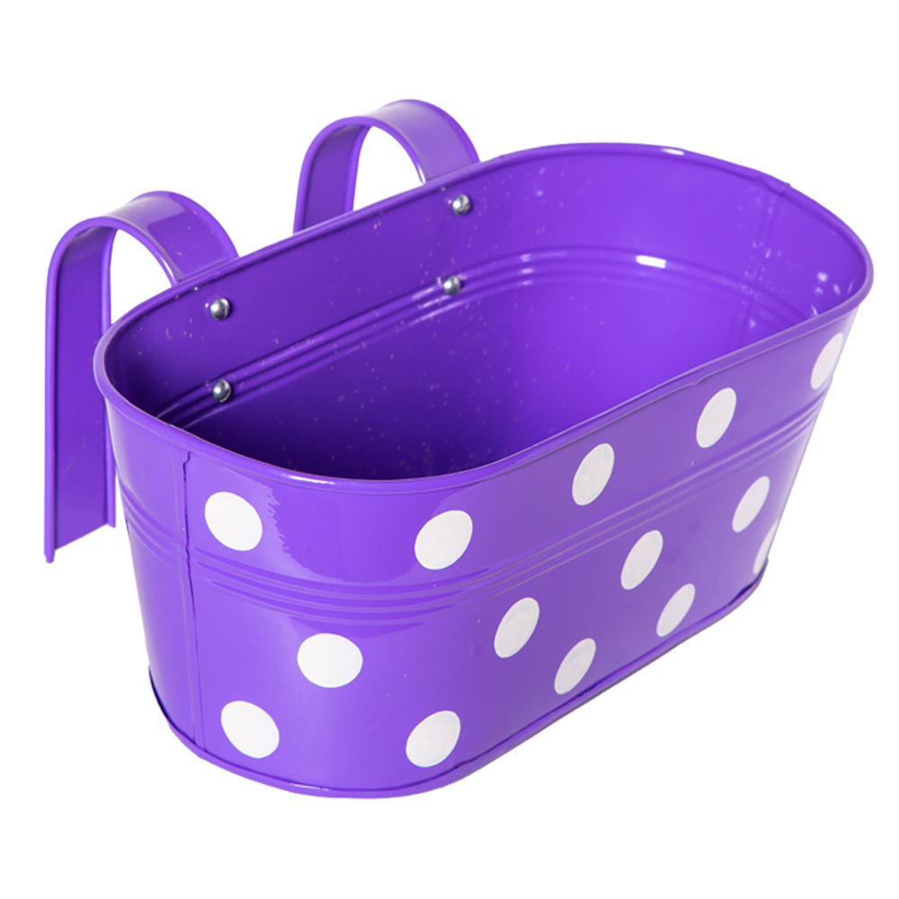 Dotted Railing  Multi Colour Oval Planter, Purple 1