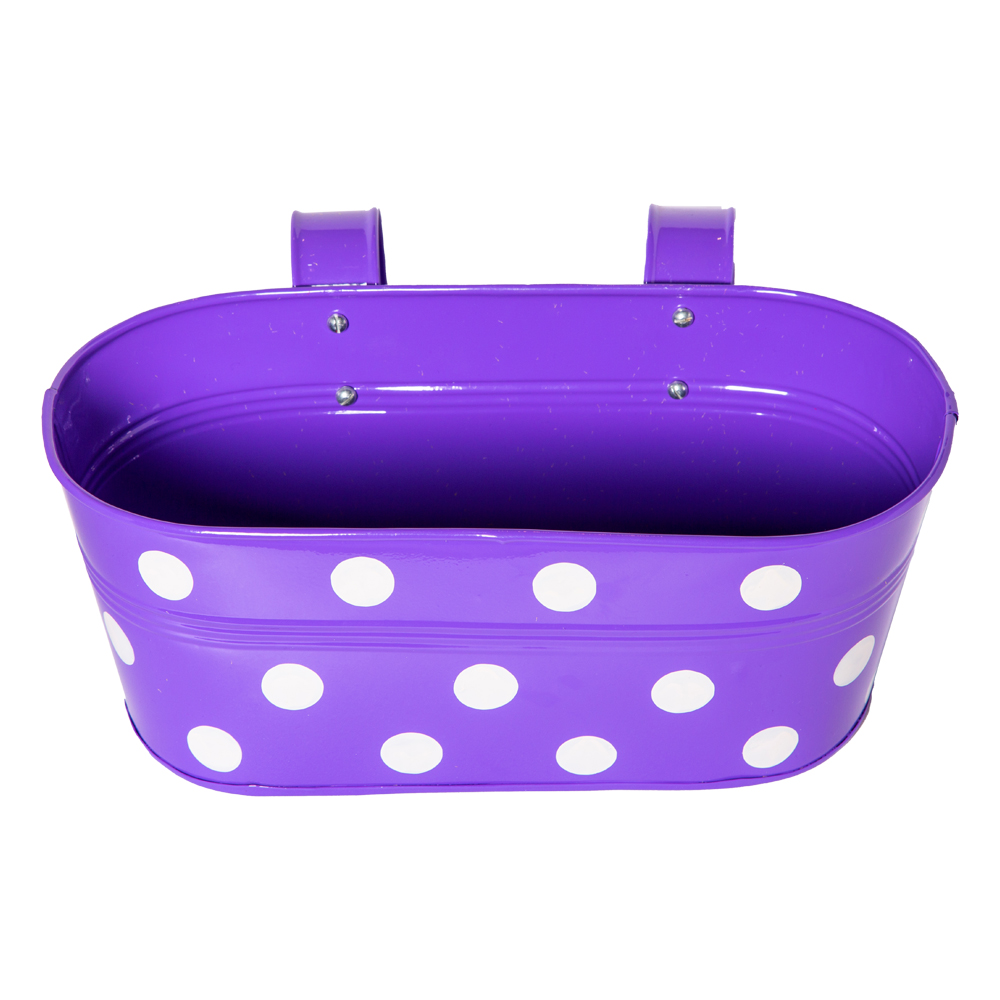 Dotted Railing  Multi Colour Oval Planter, Purple