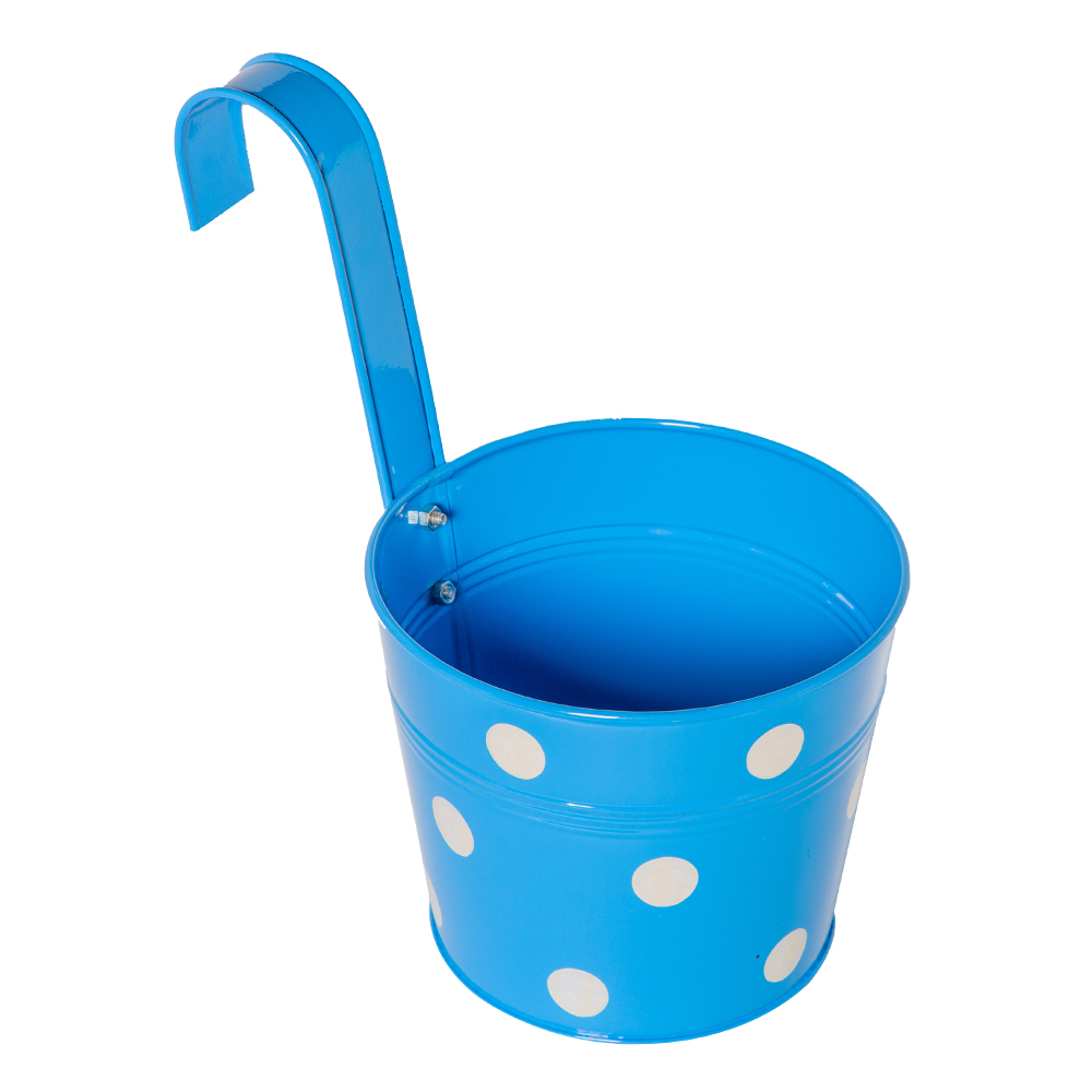 Dotted Railing  Multi Colour Round Planter, Blue 1