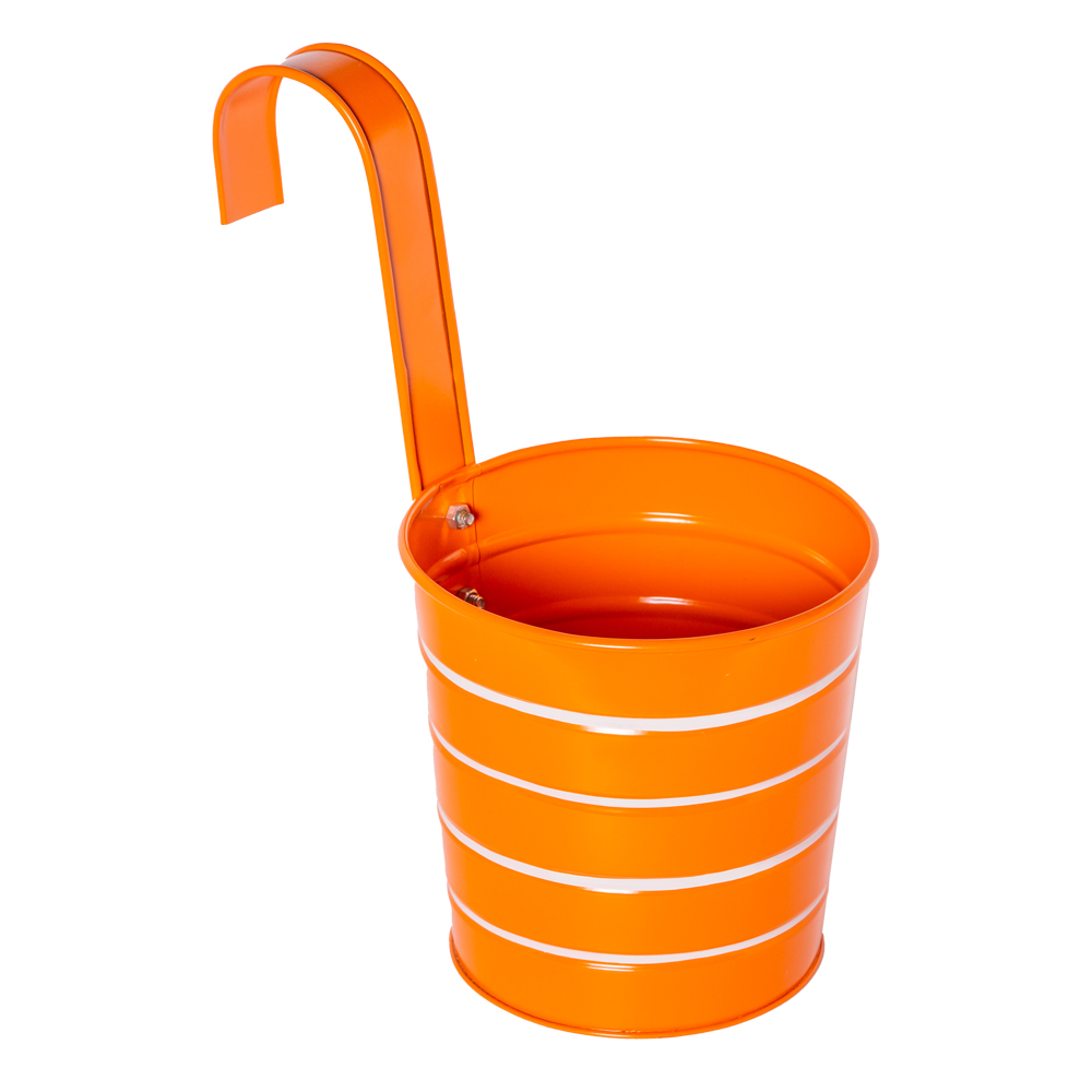 Ribbed Railing  Multi Colour Planter, Orange 1