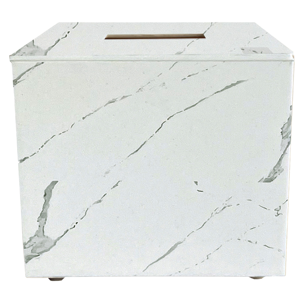 Tissue Box With Lid; Small, White 1