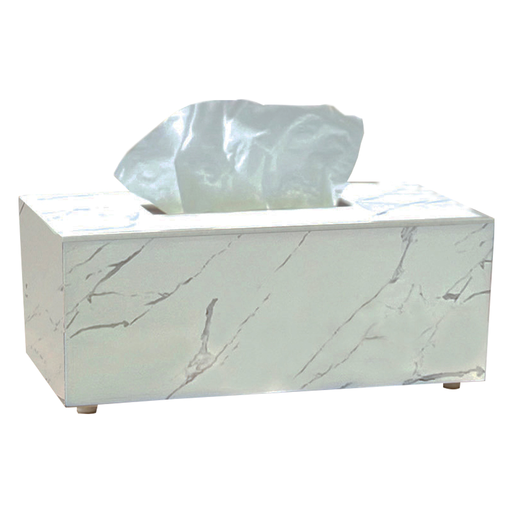 Tissue Box With Lid; Large, White 1