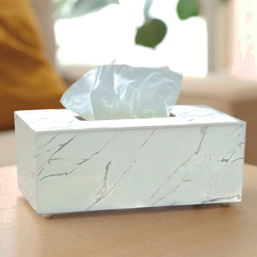 Tissue Box With Lid; Large, White