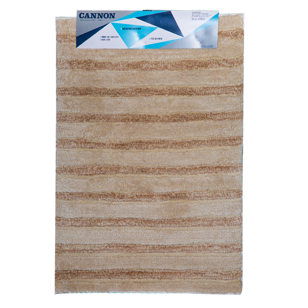 Cannon: Two Tone Microfiber Bath Mat-1000gsm; (60×90)cm, Striped 1