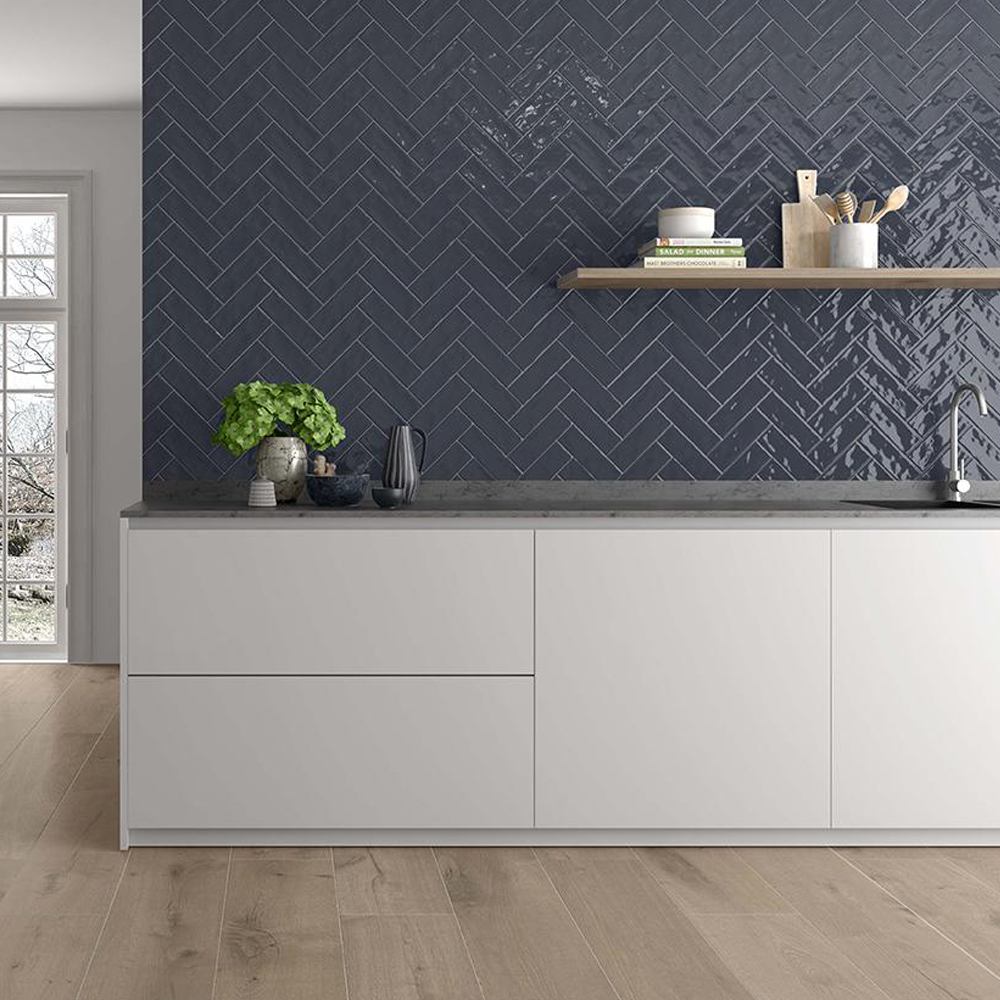 Mayfair Navi: Matt Porcelain Tile; (6.5x20.0)cm, Navy Blue