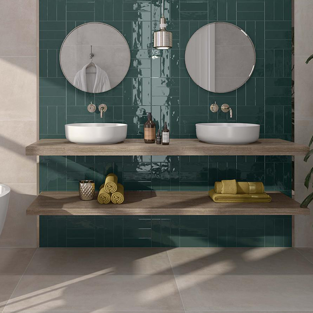 Mayfair Vert: Matt Porcelain Tile; (6.5x20.0)cm, Green