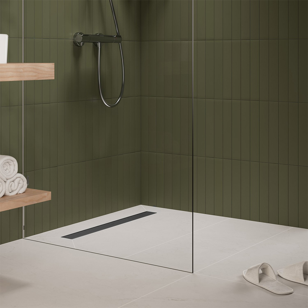 Hansgrohe: RainDrain Go 800 Complete Shower Drain; Tileable, Brushed Stainless Steel