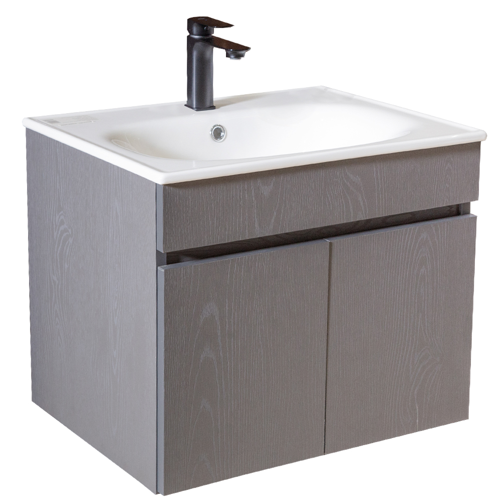 Mitii: Bathroom Furniture Set: Vanity Cabinet with Two Doors + Ceramic Basin; (60x48x47)cm 1