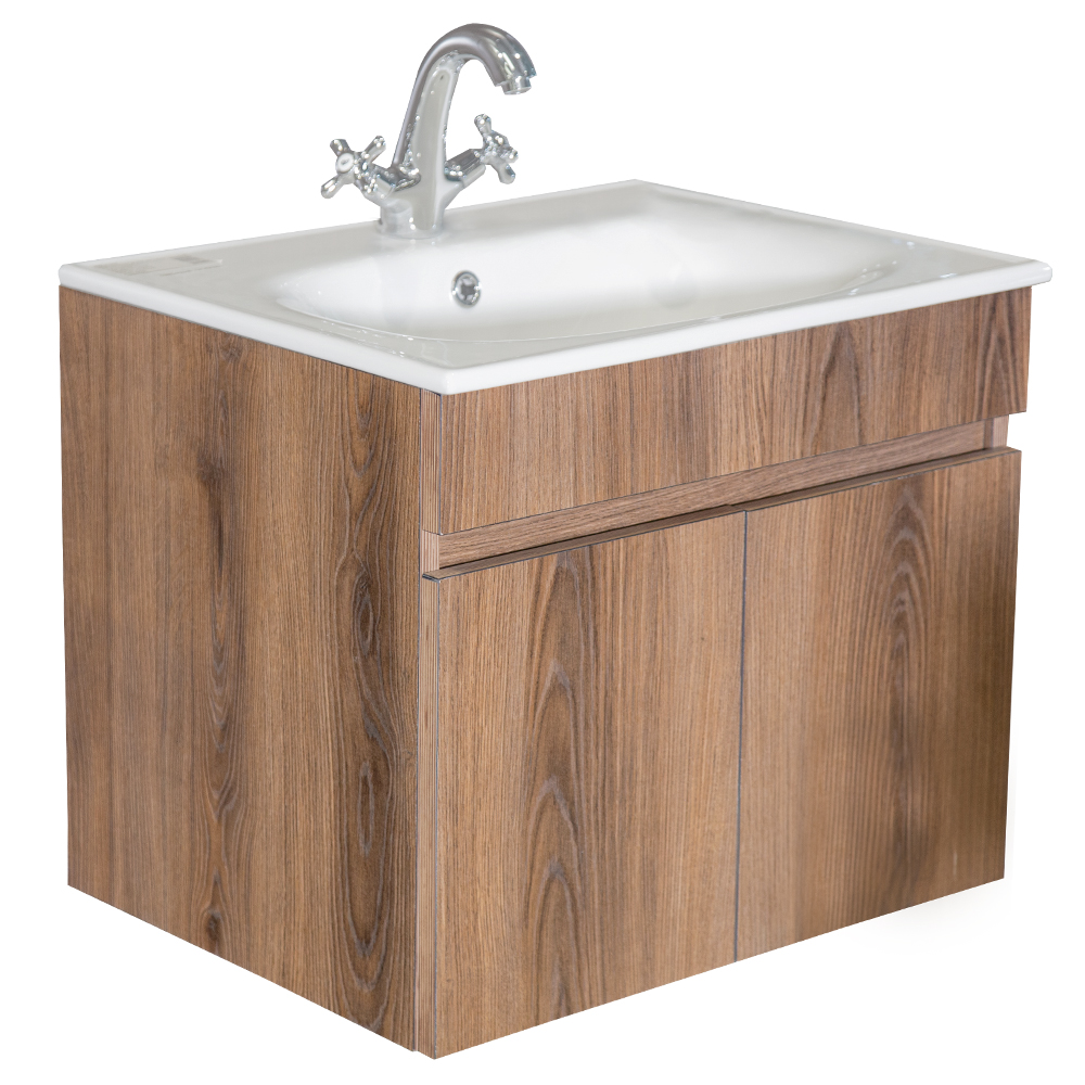 Mitii: Bathroom Furniture Set: Vanity Cabinet with Two Doors + Ceramic Basin; (60x48x47)cm 1