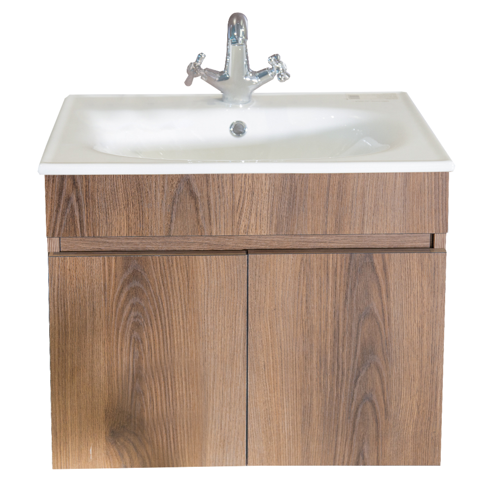 Mitii: Bathroom Furniture Set: Vanity Cabinet with Two Doors + Ceramic Basin; (60x48x47)cm