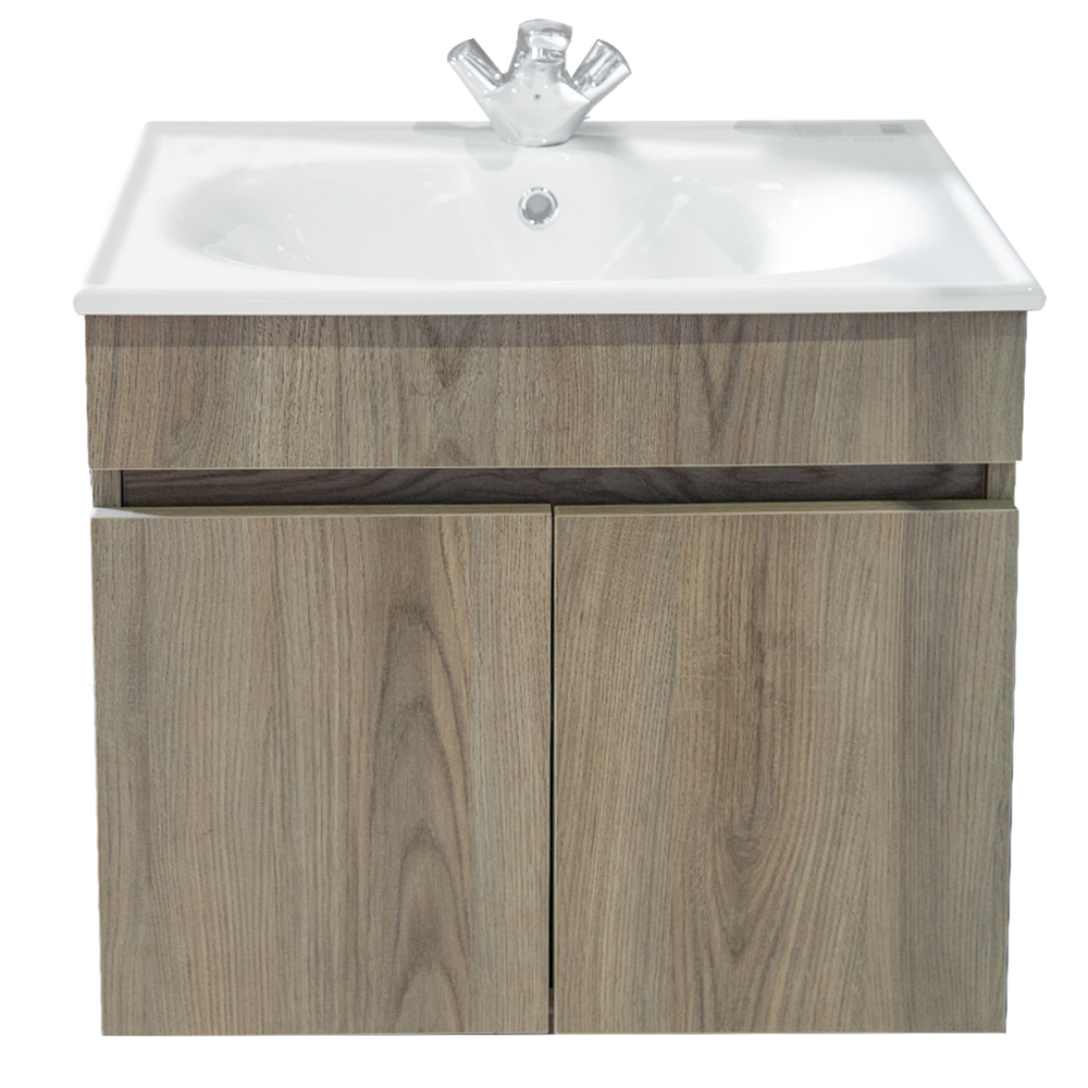 Mitii: Bathroom Furniture Set: Vanity Cabinet with Two Doors + Ceramic Basin; (60x48x47)cm 1