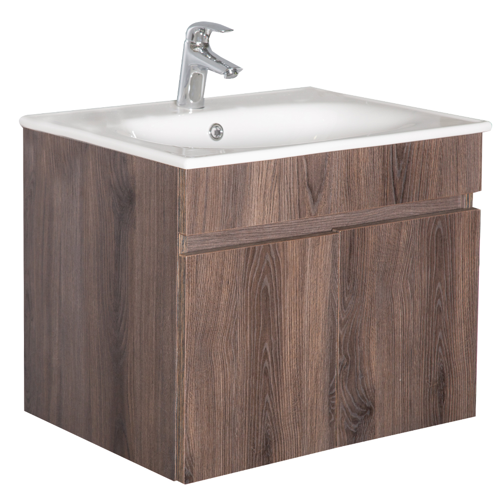 Mitii: Bathroom Furniture Set: Vanity Cabinet with Two Doors + Ceramic Basin; (60x48x47)cm 1