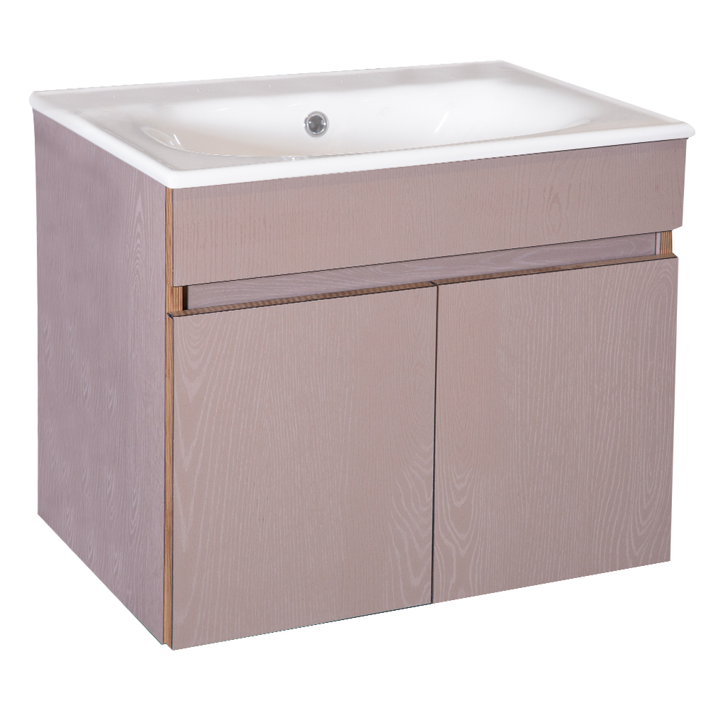 Mitii: Bathroom Furniture Set: Vanity Cabinet with Two Doors + Ceramic Basin; 60x48x47cm 1