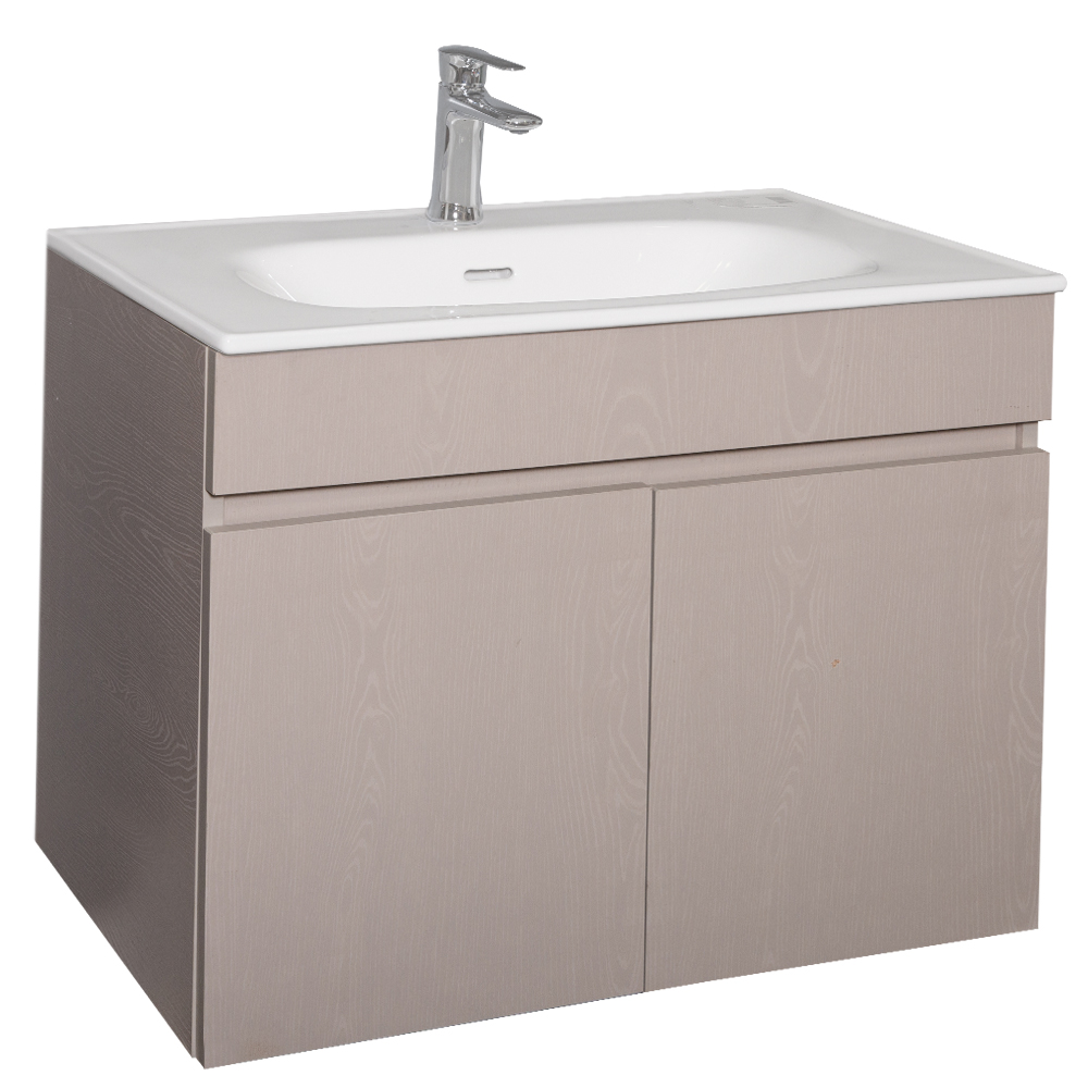 Mitii: Bathroom Furniture Set: Vanity Cabinet with Two Doors + Ceramic Basin; (80x60x47)cm 1