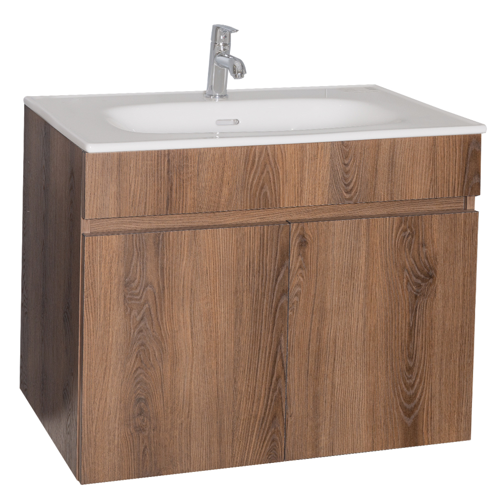 Mitii: Bathroom Furniture Set: Vanity Cabinet with Two Doors + Ceramic Basin; (80x60x47)cm 1