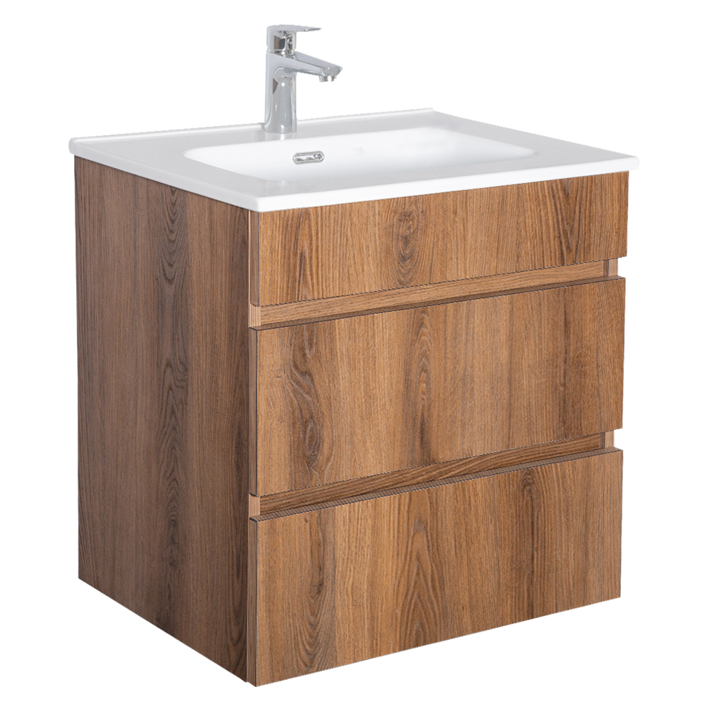 Mitii: Bathroom Furniture Set: Vanity Cabinet with Two Drawers + Ceramic Basin; (60x60x47)cm 1