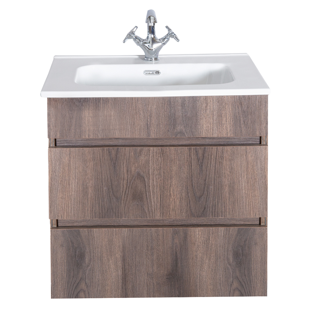 Mitii: Bathroom Furniture Set: Vanity Cabinet with Two Drawers + Ceramic Basin; (60x60x47)cm