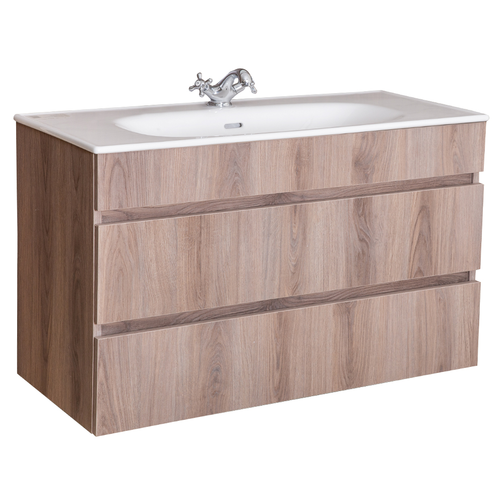 Mitii: Bathroom Furniture Set: Vanity Cabinet with Two Drawers + Ceramic Basin; (100x60x47)cm 1