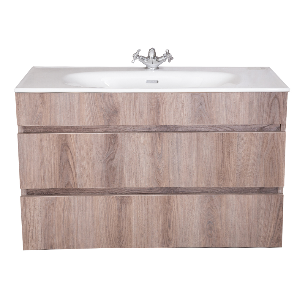 Mitii: Bathroom Furniture Set: Vanity Cabinet with Two Drawers + Ceramic Basin; (100x60x47)cm