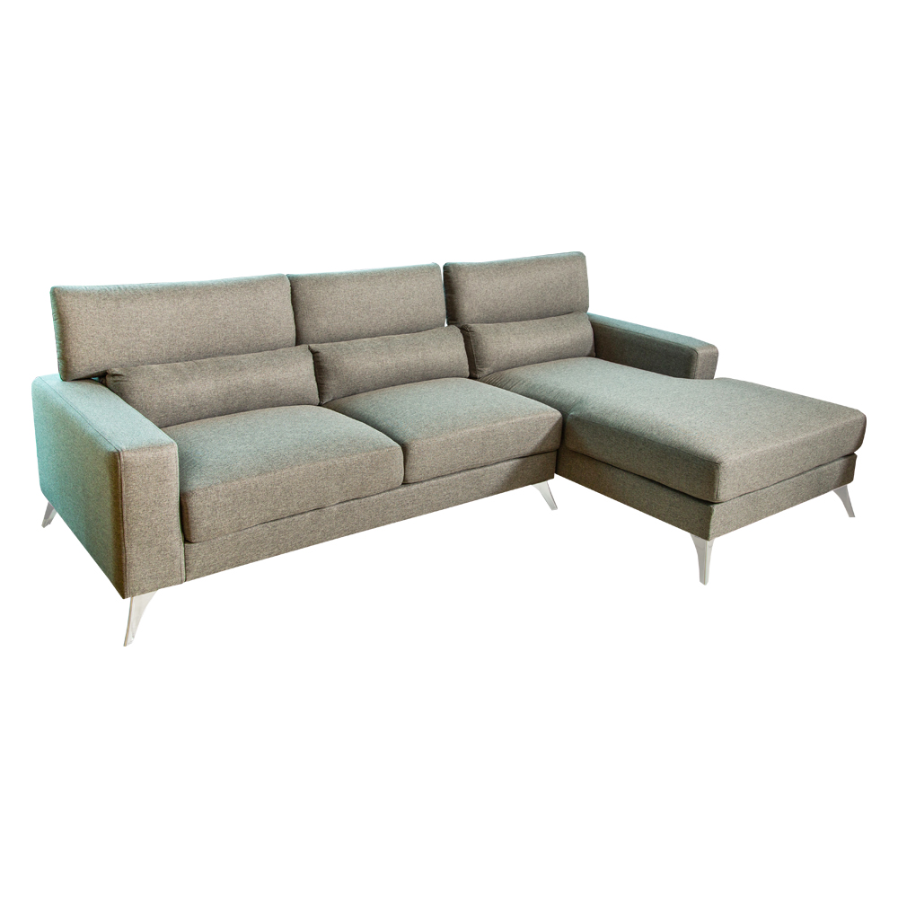 Bono 325 Fabric Corner Sofa + Chaise, Right, Grey 1