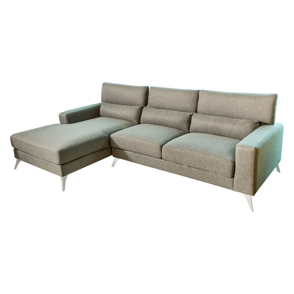 Bono 325 Fabric Corner Sofa + Chaise, Left, Grey 1