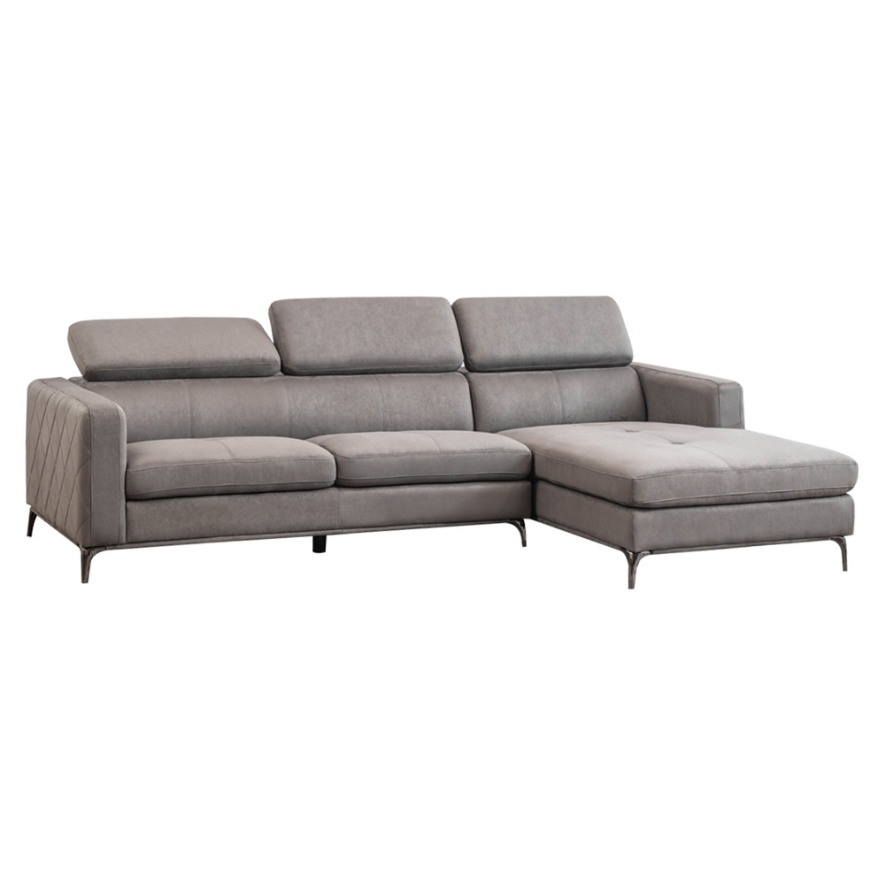 Houston Fabric Corner Sofa-3 Seater + Chaise, Right, Light Grey 1