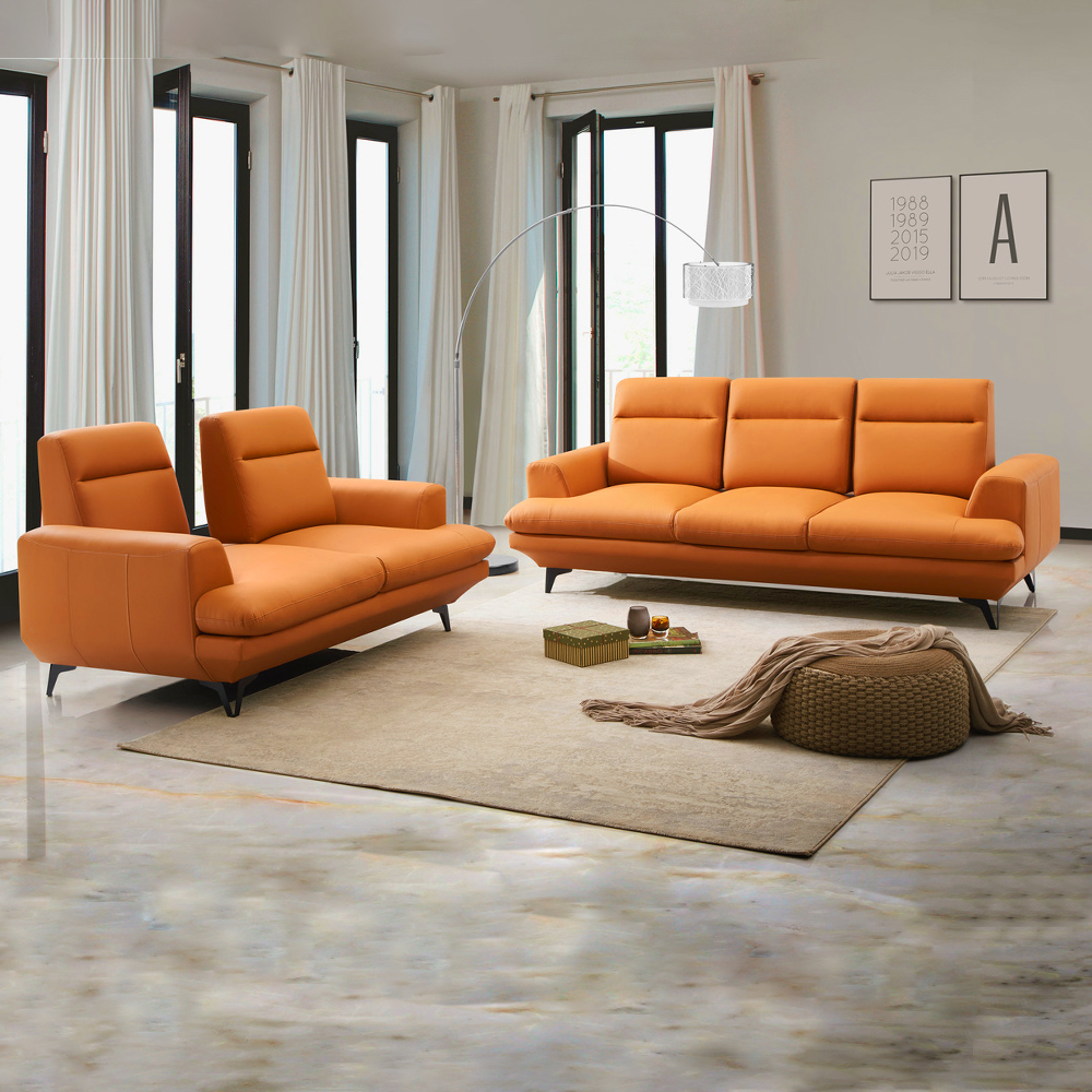 Fabric Sofa Set- 5 Seater (2+3), Orange 1