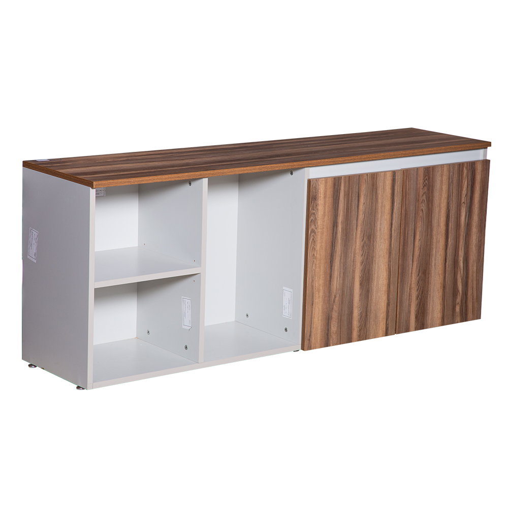 MITII: Office Desk Side Return Pedestal With CPU Holder; 2 Doors; (40x54x640)cm, White/Brown