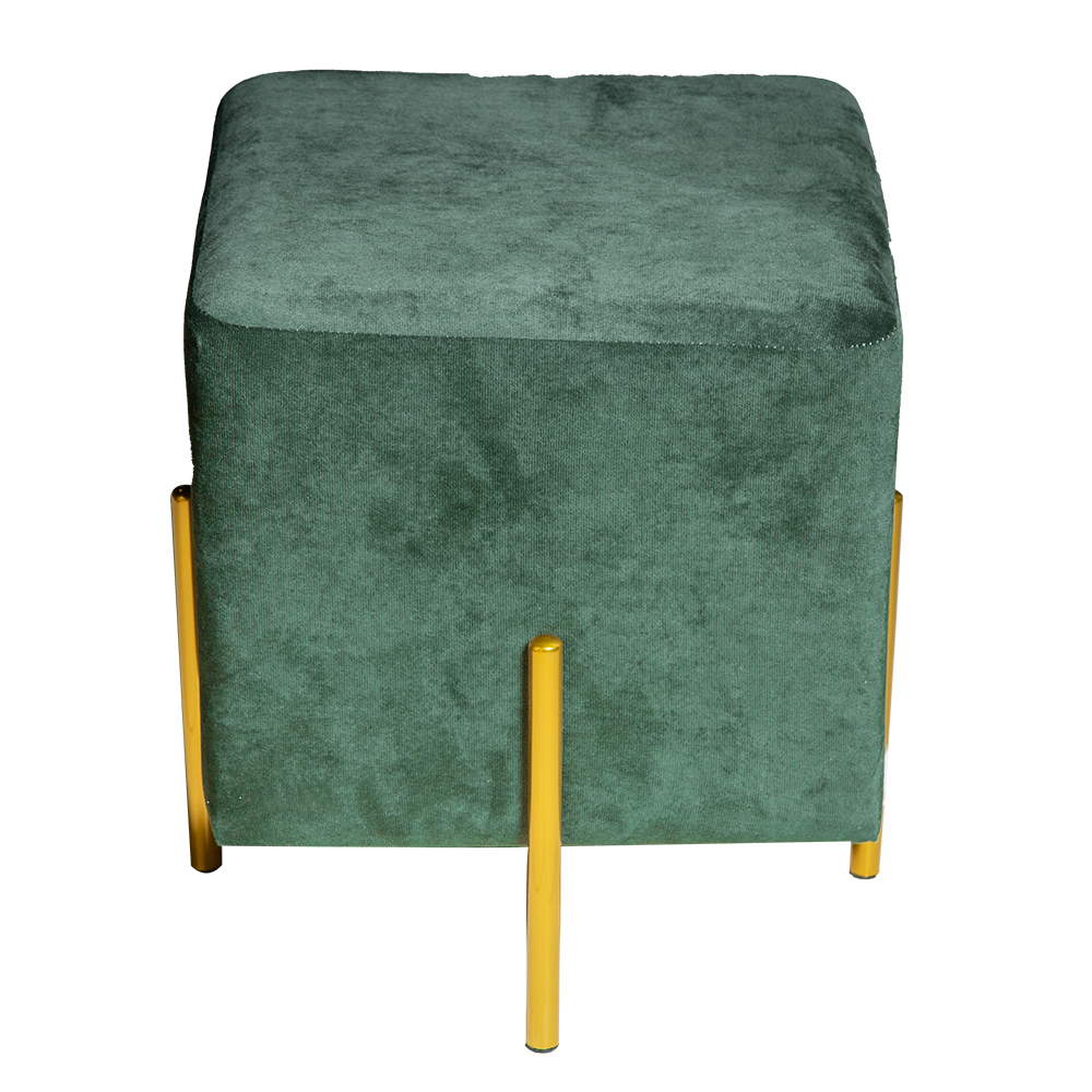 Leisure Square Fabric Pouf With Legs; (40x40x45)cm, Green