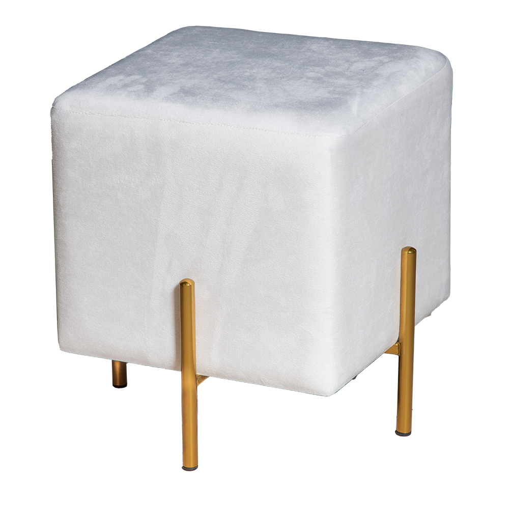 Leisure Square Fabric Pouf With Legs; (40x40x45)cm, White 1