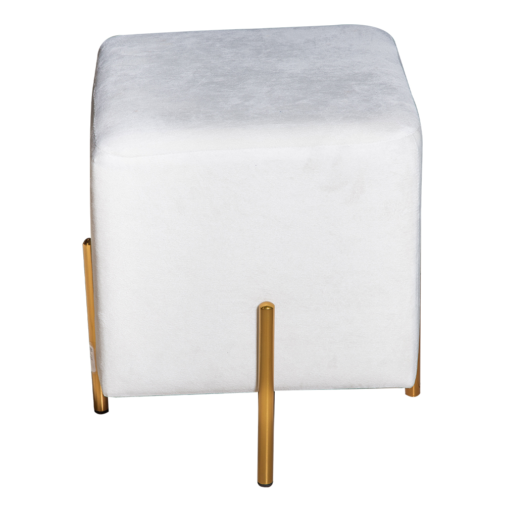 Leisure Square Fabric Pouf With Legs; (40x40x45)cm, White