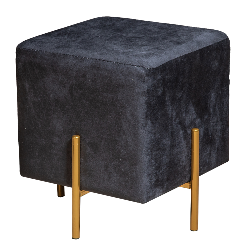 Leisure Square Fabric Pouf With Legs; (40x40x45)cm, Black 1