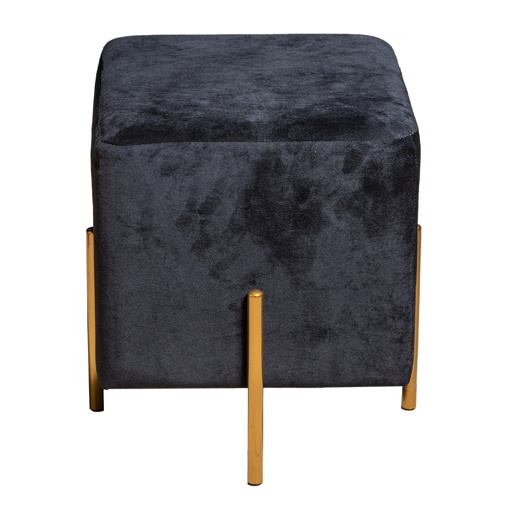 Leisure Square Fabric Pouf With Legs; (40x40x45)cm, Black