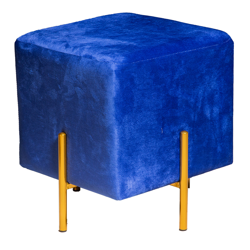 Leisure Square Fabric Pouf With Legs; (40x40x45)cm, Blue 1