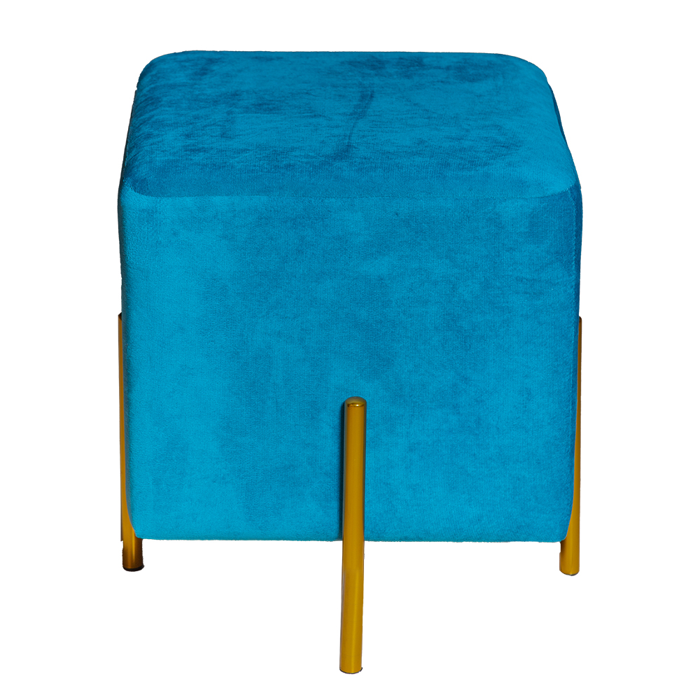 Leisure Square Fabric Pouf With Legs; (40x40x45)cm, Turquoise