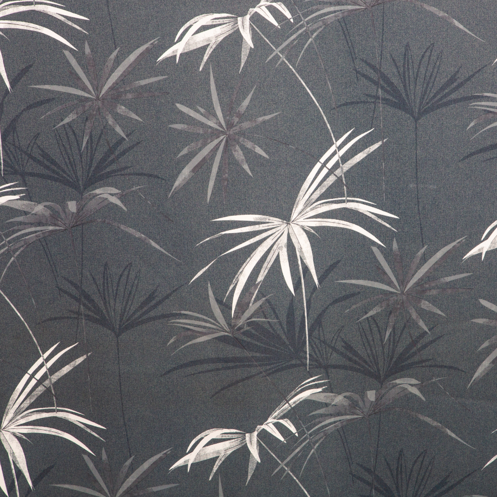 Tana 1003: Ferri: Floral Furniture Fabric; 140cm, Grey 1