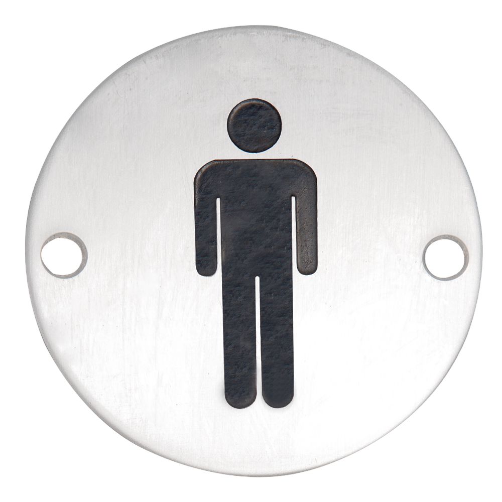 SP008 – Male Sign Plate, Circle : SS Satin 1