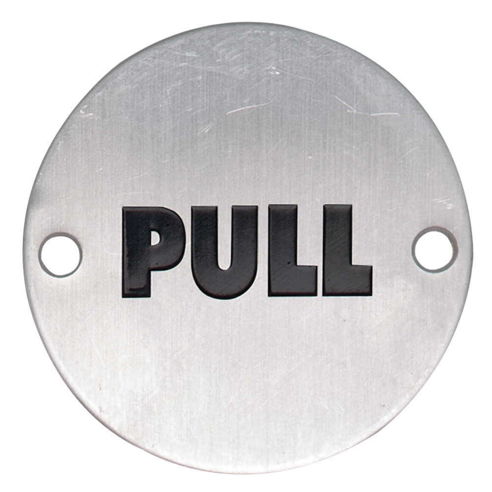 SP015 – Pull Indication Sign Plate, Circle: Satin 1