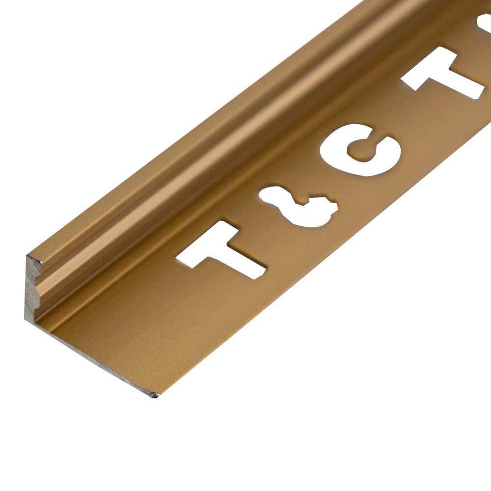 Aluminium L-Shaped Tile Edge Trim; 3.0mx21mm(W) x 10mm(H), Matt Yellow Bronze