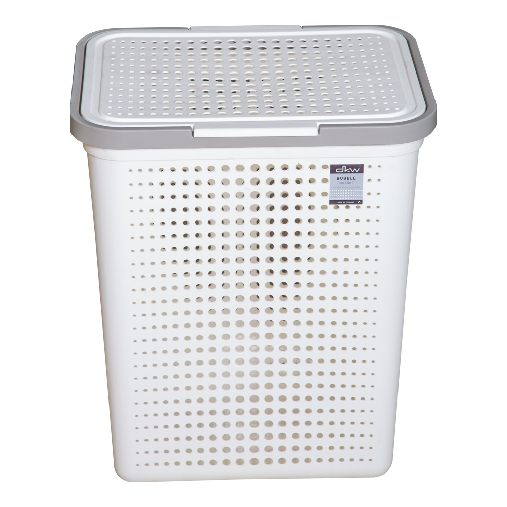 Bubble Laundry Basket With Lid, White/Soft Grey