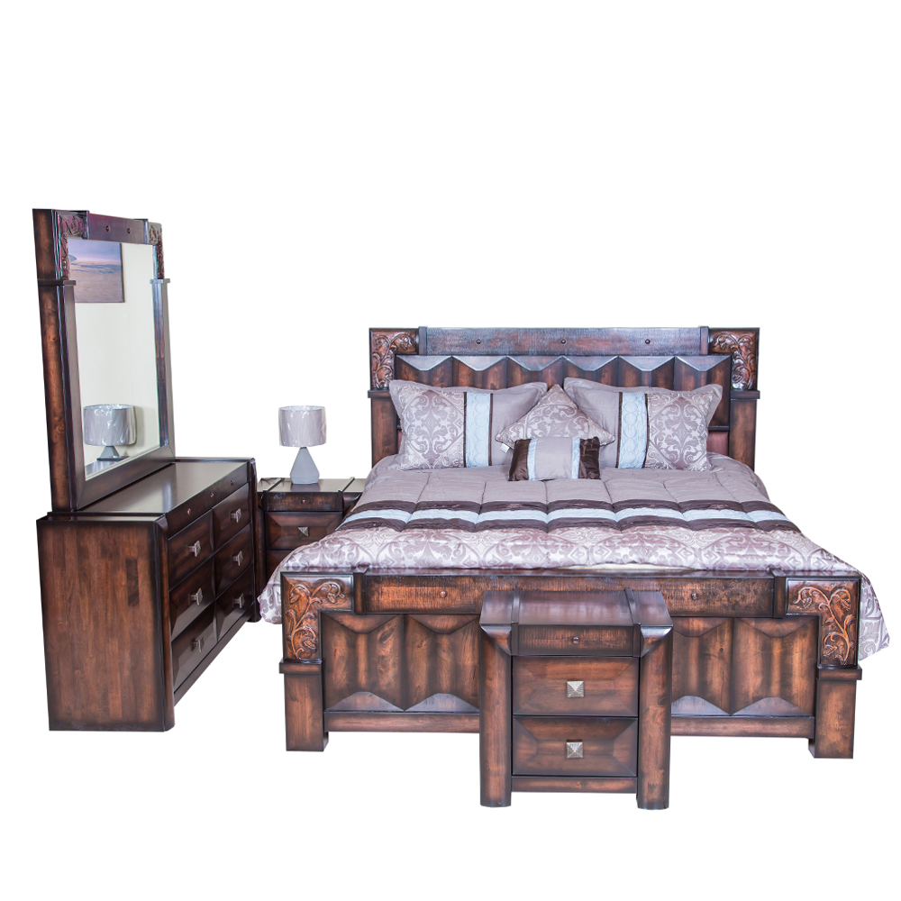 King Bed + 2 Night Stands + Dresser + Mirror 1