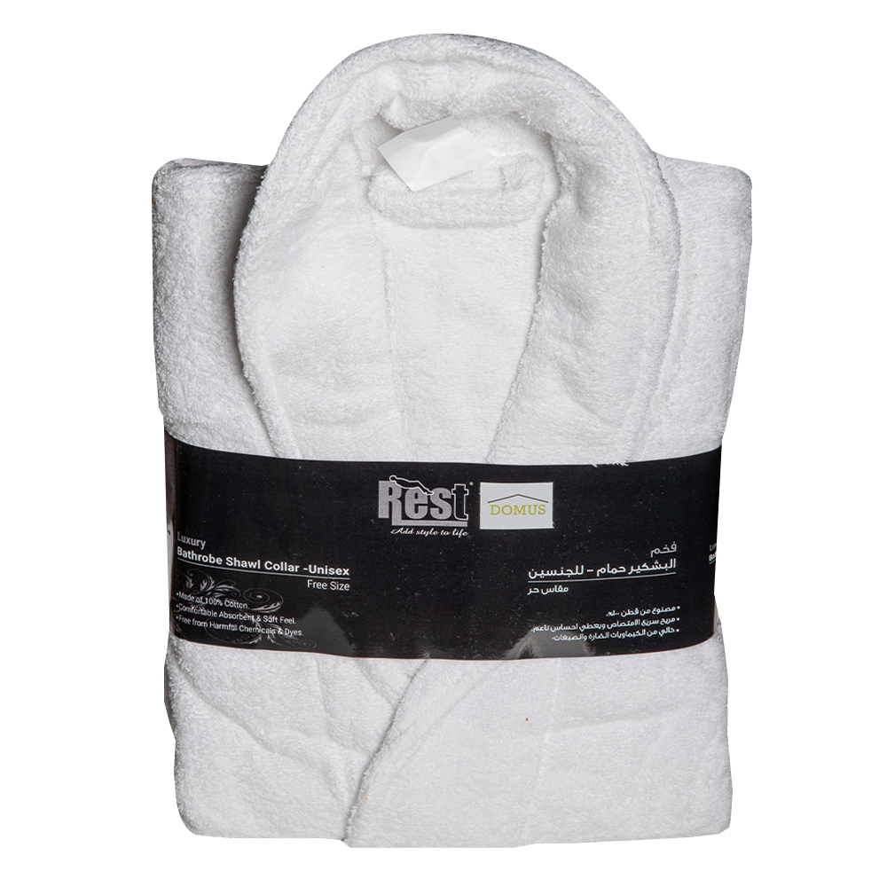 Domus: Unisex Terry Bathrobe; Cotton-400g, White 1