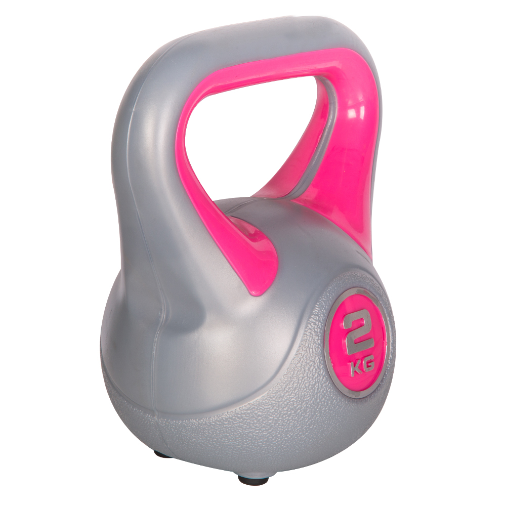 Live Up: Plastic Kettel Bell-2kg, Grey/Pink