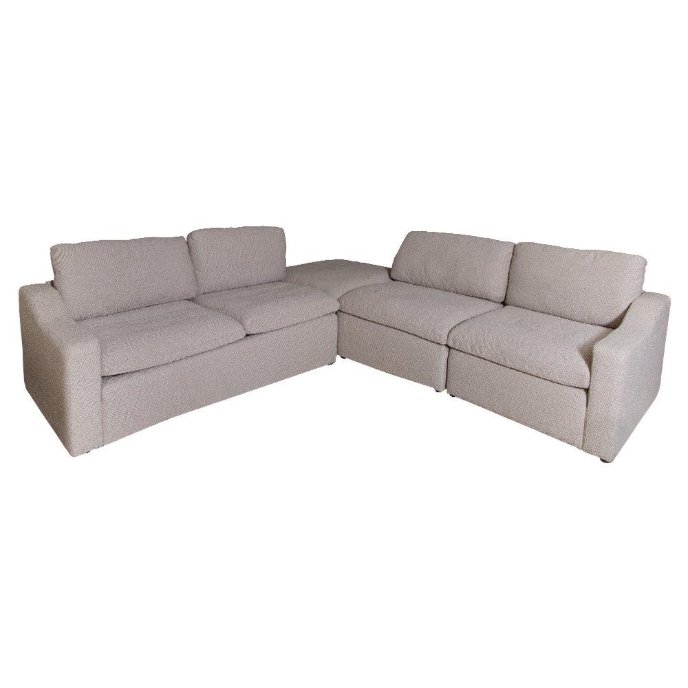 Fabric Corner Sofa With Ottoman, Beige 1