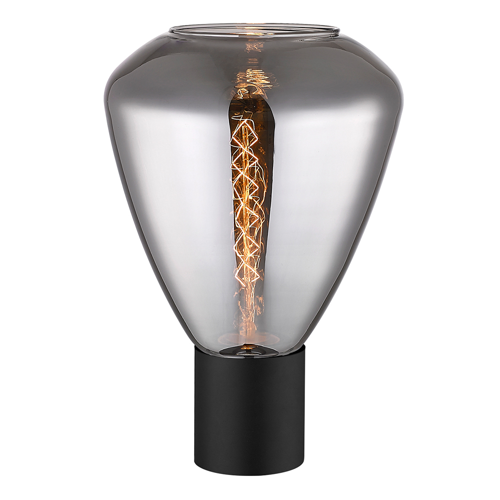 Domus: Table Lamp With Light Smoky Glass Shade; (φ18*H26