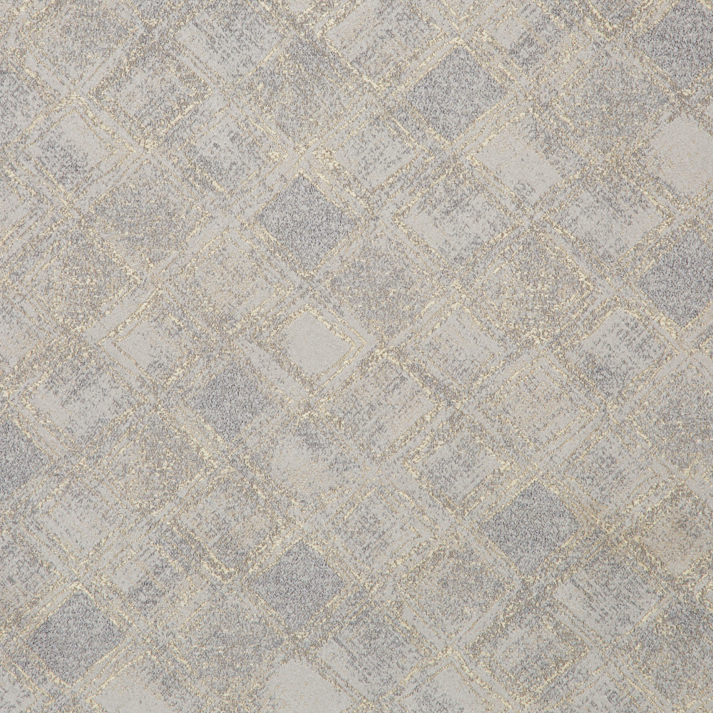 Hikari Collection: Mitsui Diamond Patterned Polyester Jacquard Fabric; 280cm, Grey/Gold 1