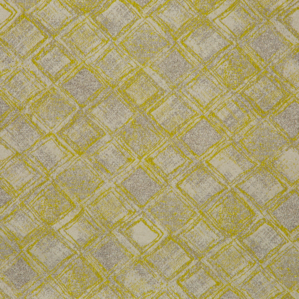 Hikari Collection: Mitsui Diamond Patterned Polyester Jacquard Fabric; 280cm, Yellow/Grey 1