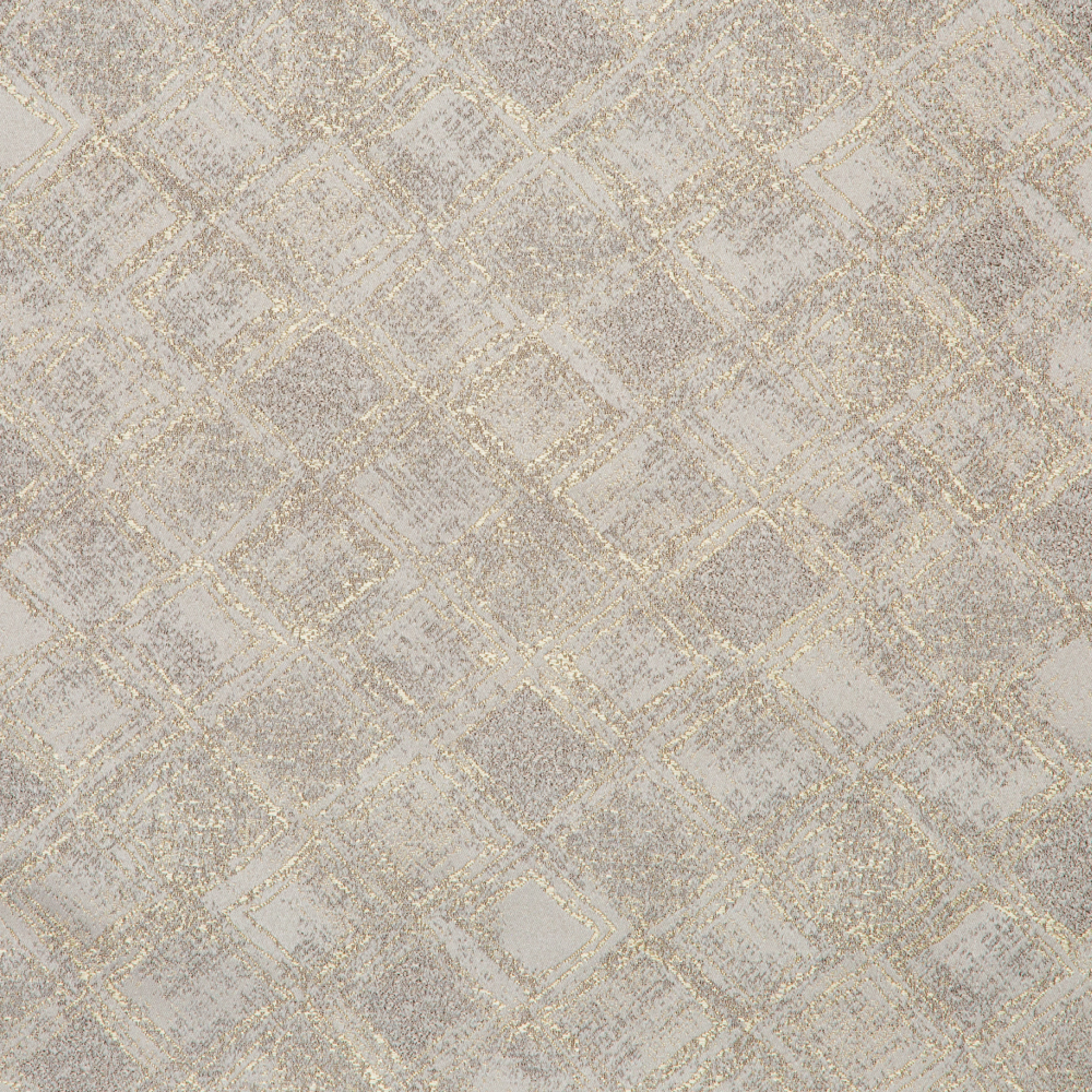 Hikari Collection: Mitsui Diamond Patterned Polyester Jacquard Fabric; 280cm, Grey/Cream 1