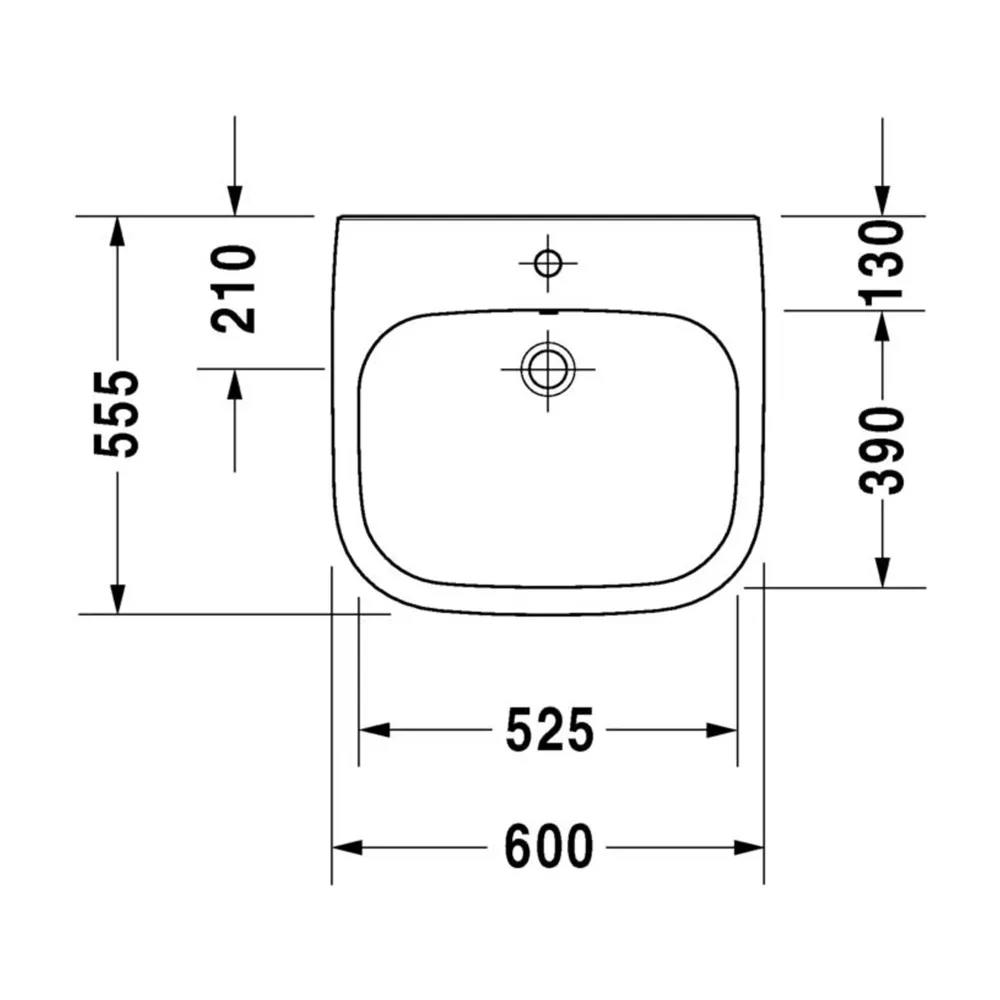 D-Code: Washbasin barrier free, 1Tap Hole, 60cm, White